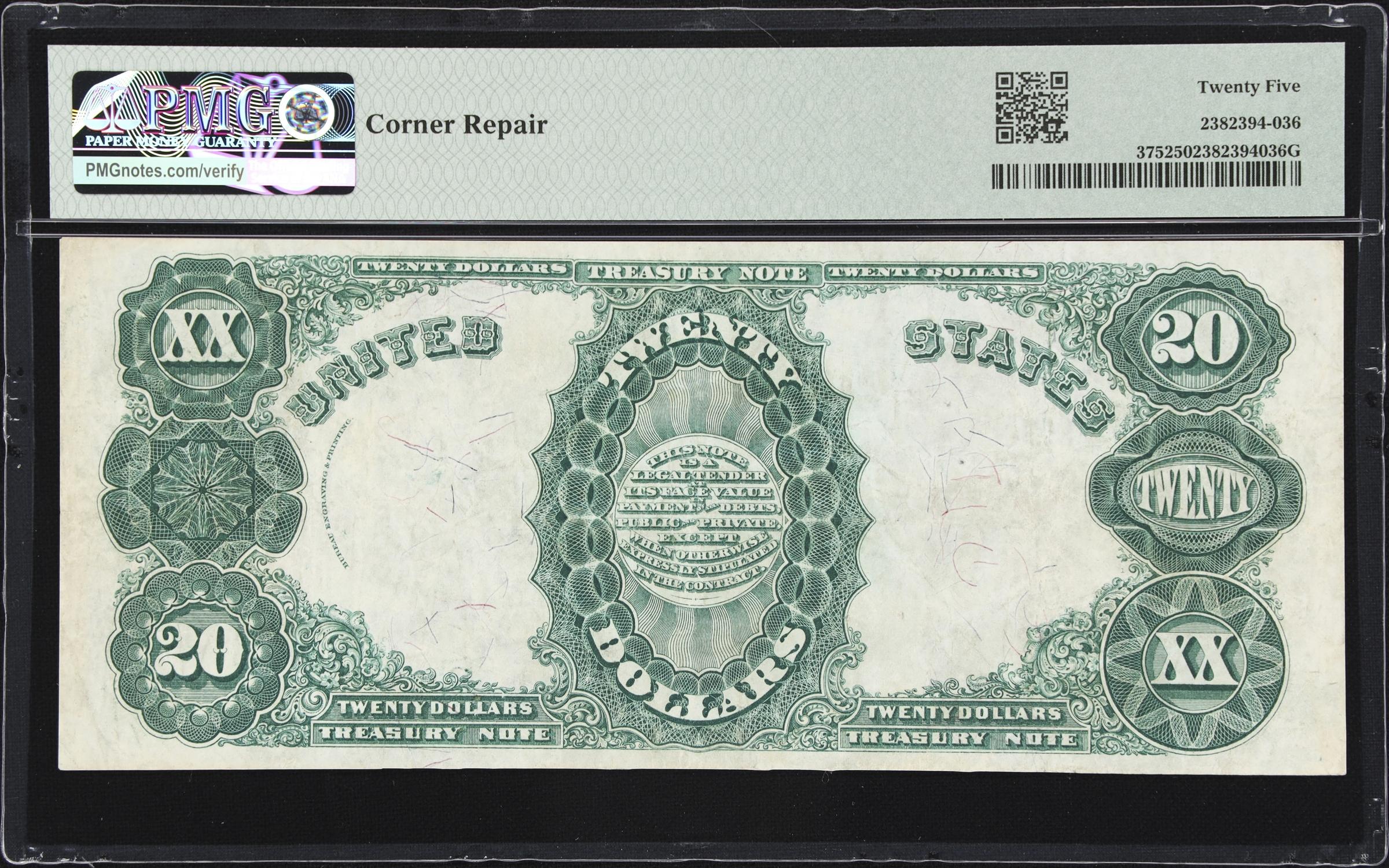 image for: Fr. 375. 1891 $20 Treasury Note. PMG Very Fine 25.