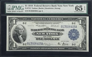 image for: Fr. 712. 1918 $1 Federal Reserve Bank Note. New York. PMG Gem Uncirculated 65 EPQ.
