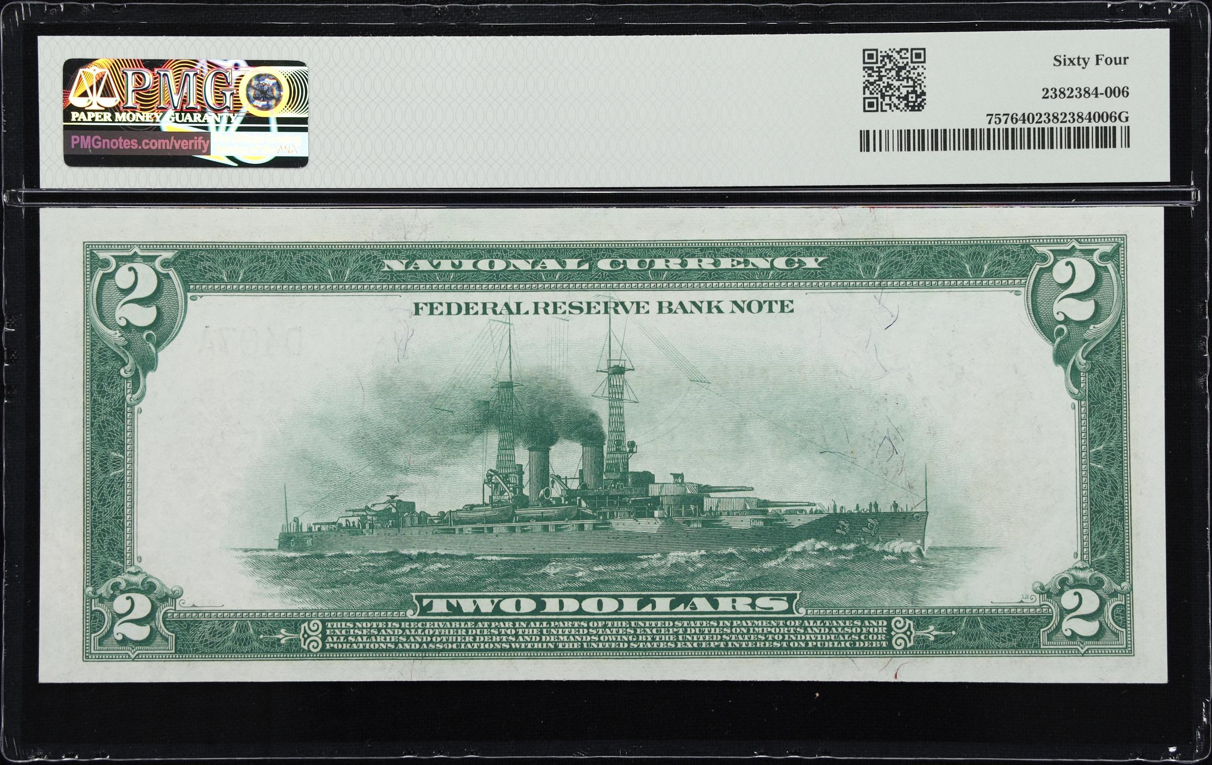 image for: Fr. 757. 1918 $2 Federal Reserve Bank Note. Cleveland. PMG Choice Uncirculated 64.