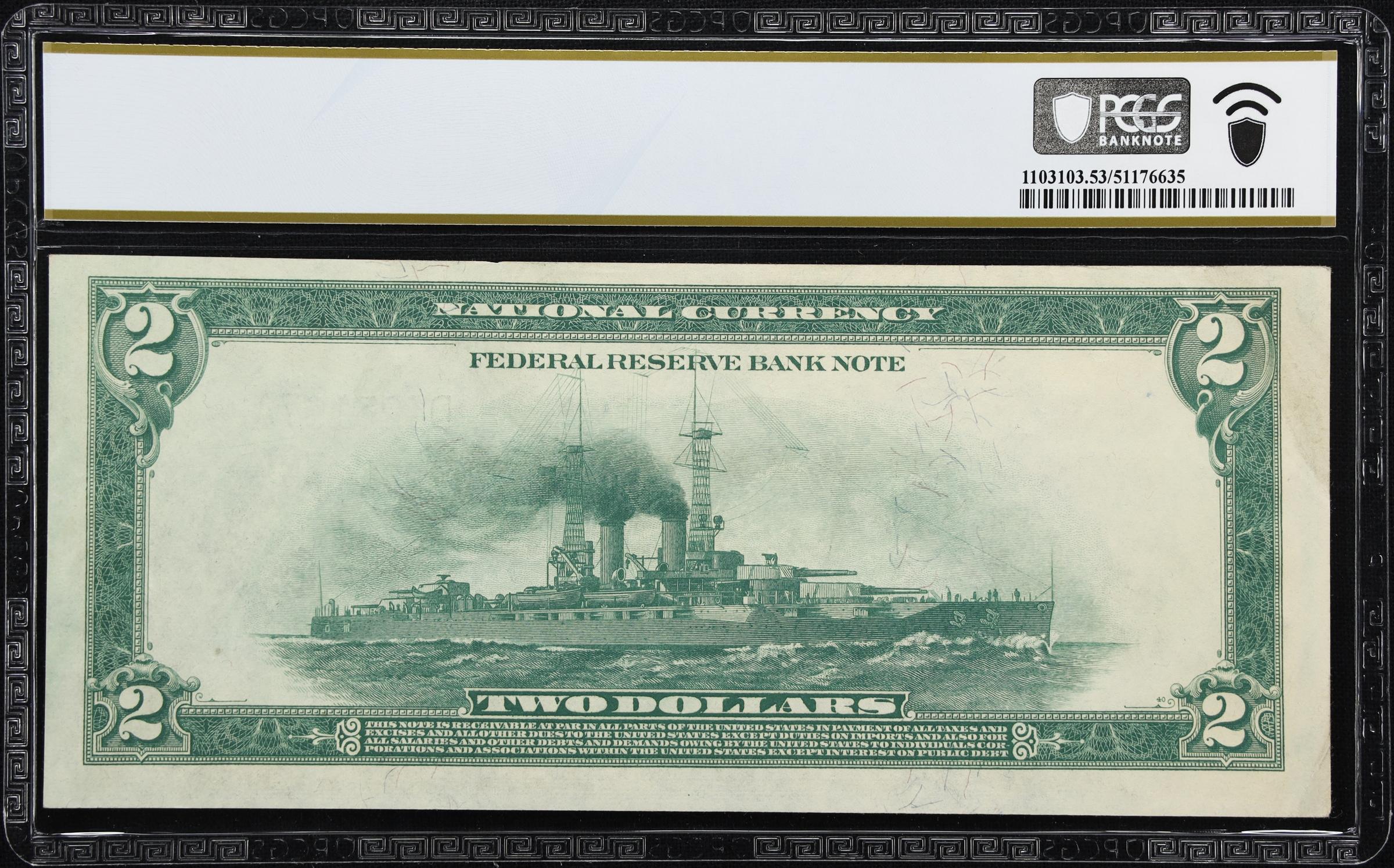 image for: Fr. 757. 1918 $2 Federal Reserve Bank Note. Cleveland. PCGS Banknote About Uncirculated 53.