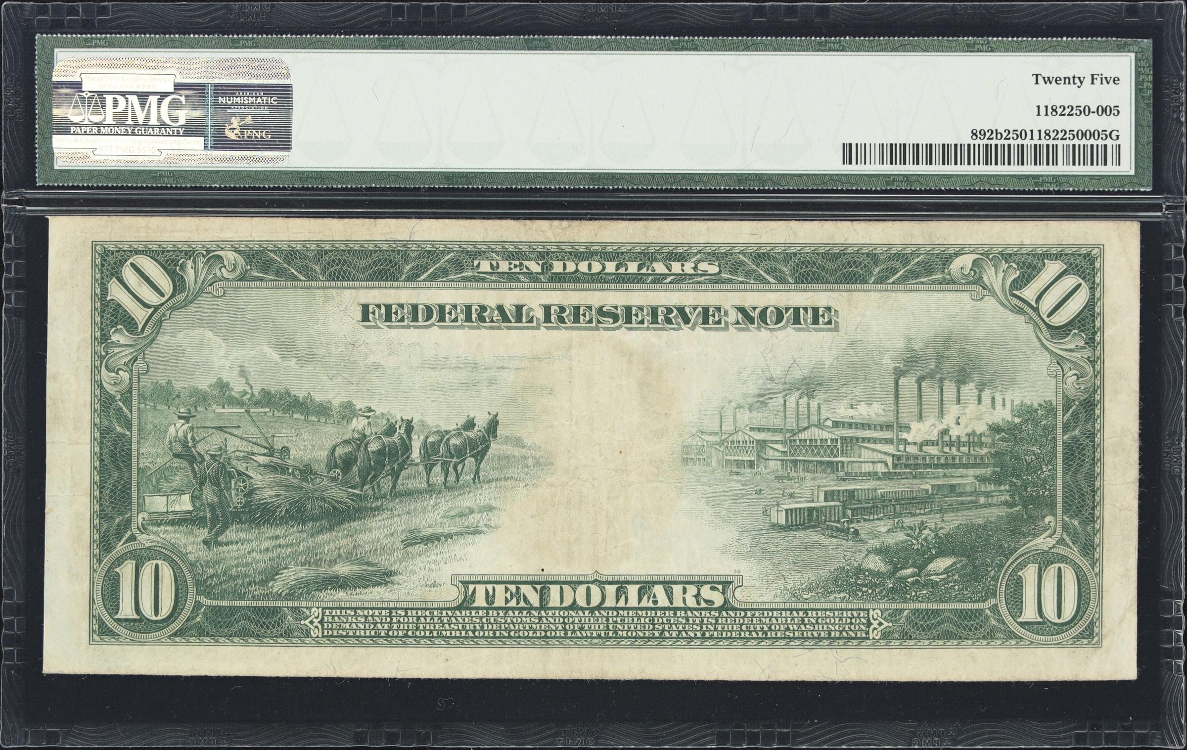 image for: Fr. 892b. 1914 Red Seal $10 Federal Reserve Note. Boston. PMG Very Fine 25.