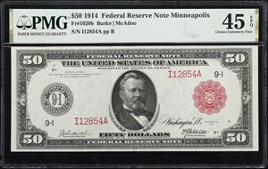 image for: Fr. 1020b. 1914 Red Seal $50 Federal Reserve Note. Minneapolis. PMG Choice Extremely Fine 45 EPQ.