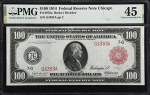 image for: Fr. 1078a. 1914 Red Seal $100 Federal Reserve Note. Chicago. PMG Choice Extremely Fine 45.