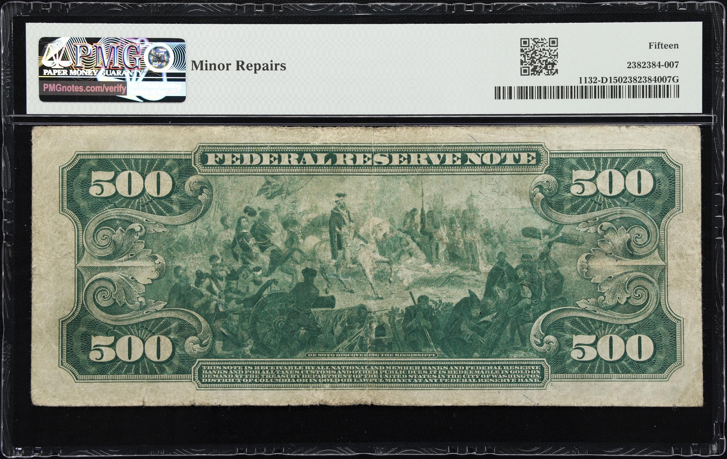 image for: Fr. 1132-D. 1918 $500 Federal Reserve Note. Cleveland. PMG Choice Fine 15.