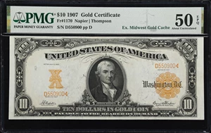 image for: Fr. 1170. 1907 $10 Gold Certificate. PMG About Uncirculated 50 EPQ.