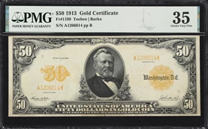 image for: Fr. 1199. 1913 $50 Gold Certificate. PMG Choice Very Fine 35.