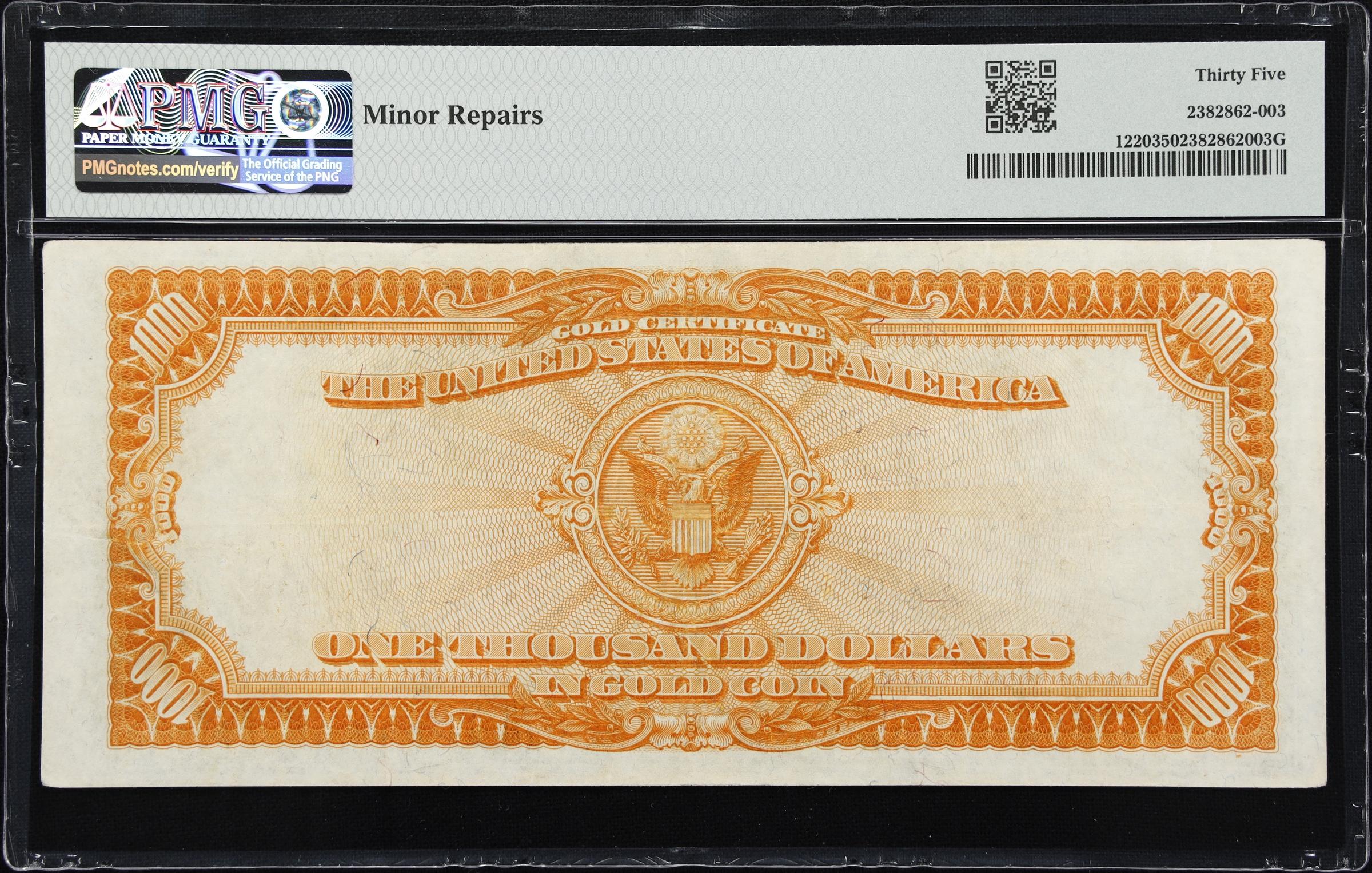 image for: Fr. 1220. 1922 $1000 Gold Certificate. PMG Choice Very Fine 35.
