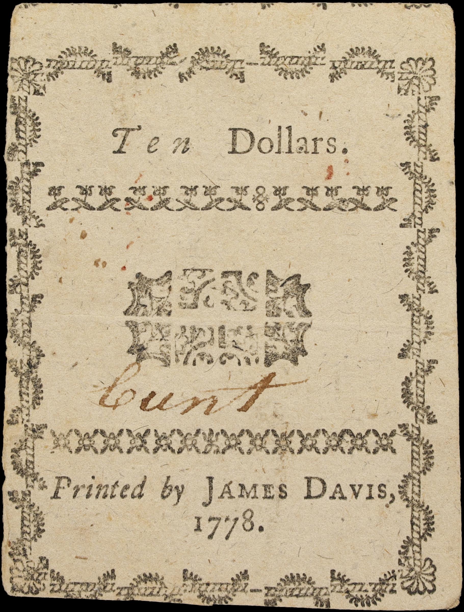 image for: NC-177. North Carolina. August 8, 1778. $10. Extremely Fine.