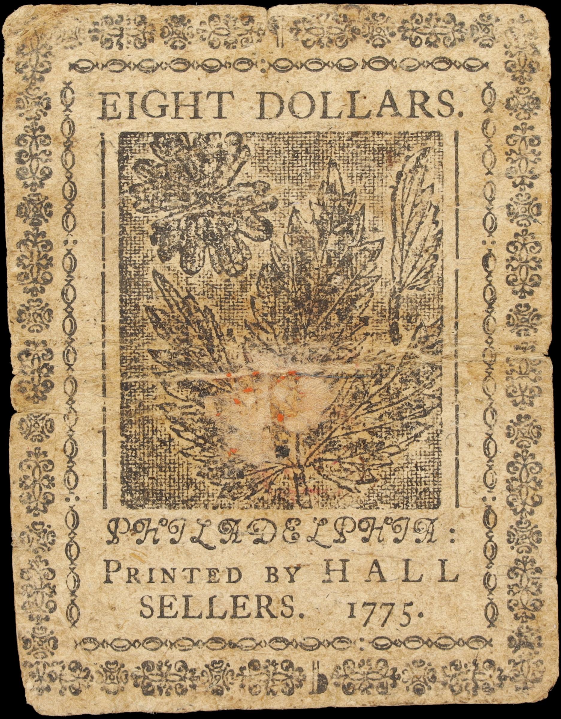 image for: CC-8. Continental Currency. May 10, 1775. $8. Fine.