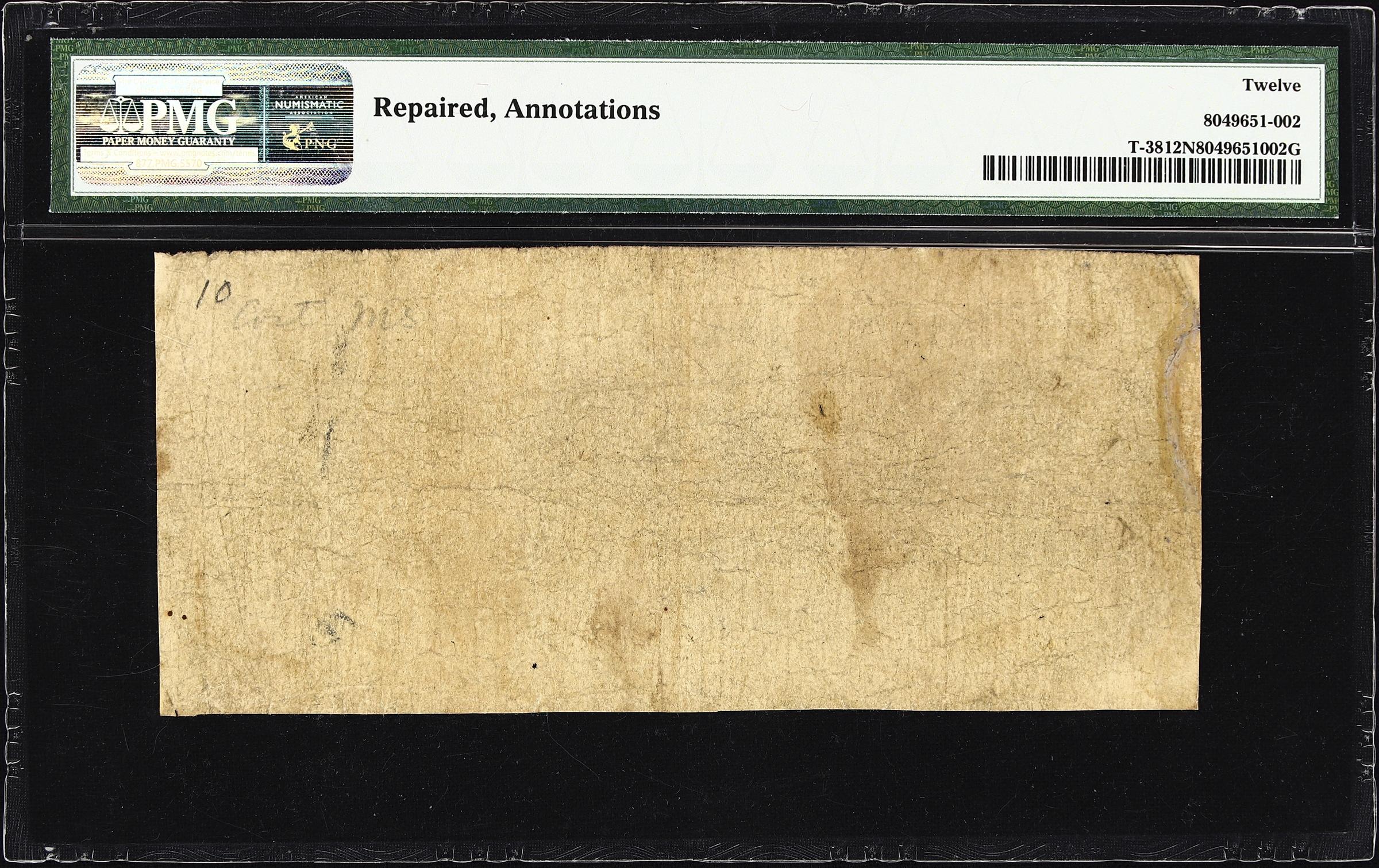 image for: T-38. Confederate Currency. 1861 $2. PMG Fine 12 Net. Repaired, Annotations.