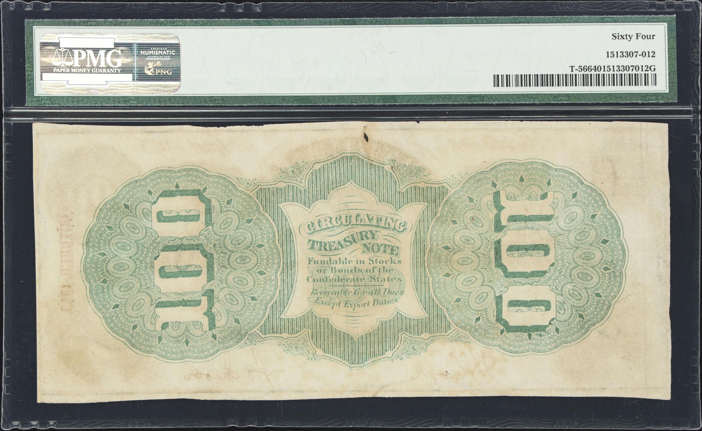 image for: T-56. Confederate Currency. 1863 $100. PMG Choice Uncirculated 64.