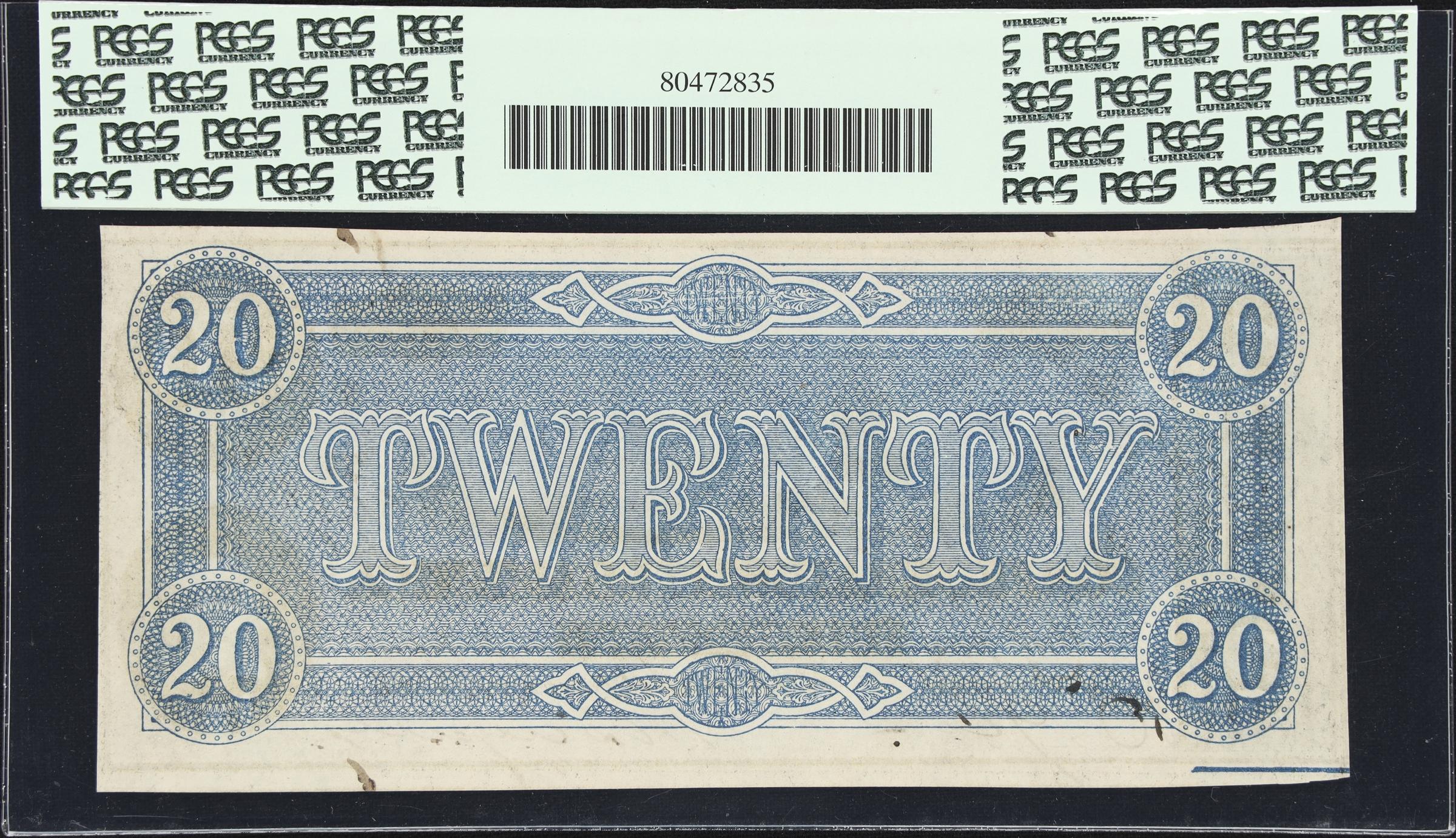 image for: T-67. Confederate Currency. 1864 $20. PCGS Currency Very Choice New 64 PPQ.
