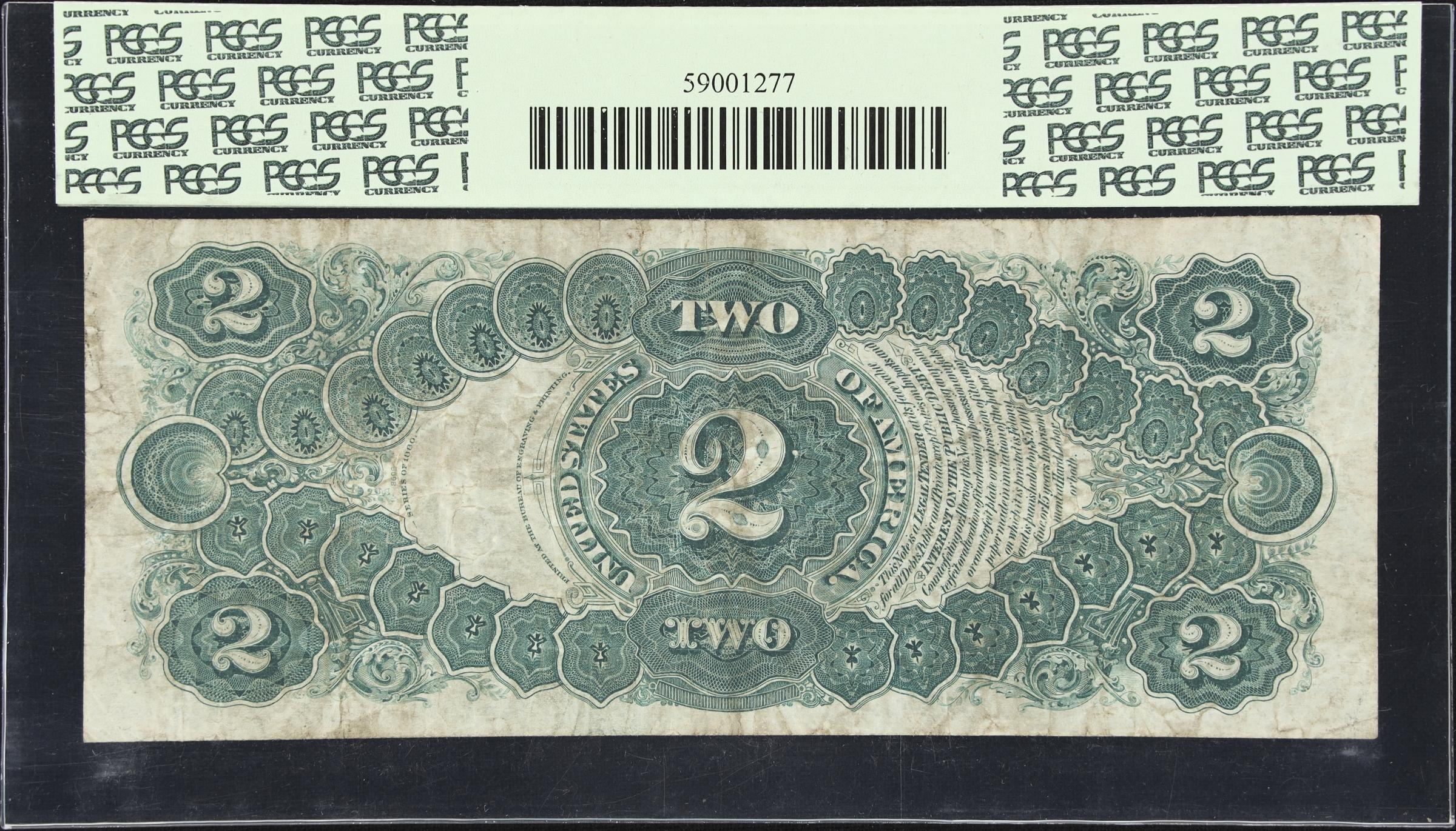 image for: Fr. 53. 1880 $2 Legal Tender Note. PCGS Currency Fine 15.
