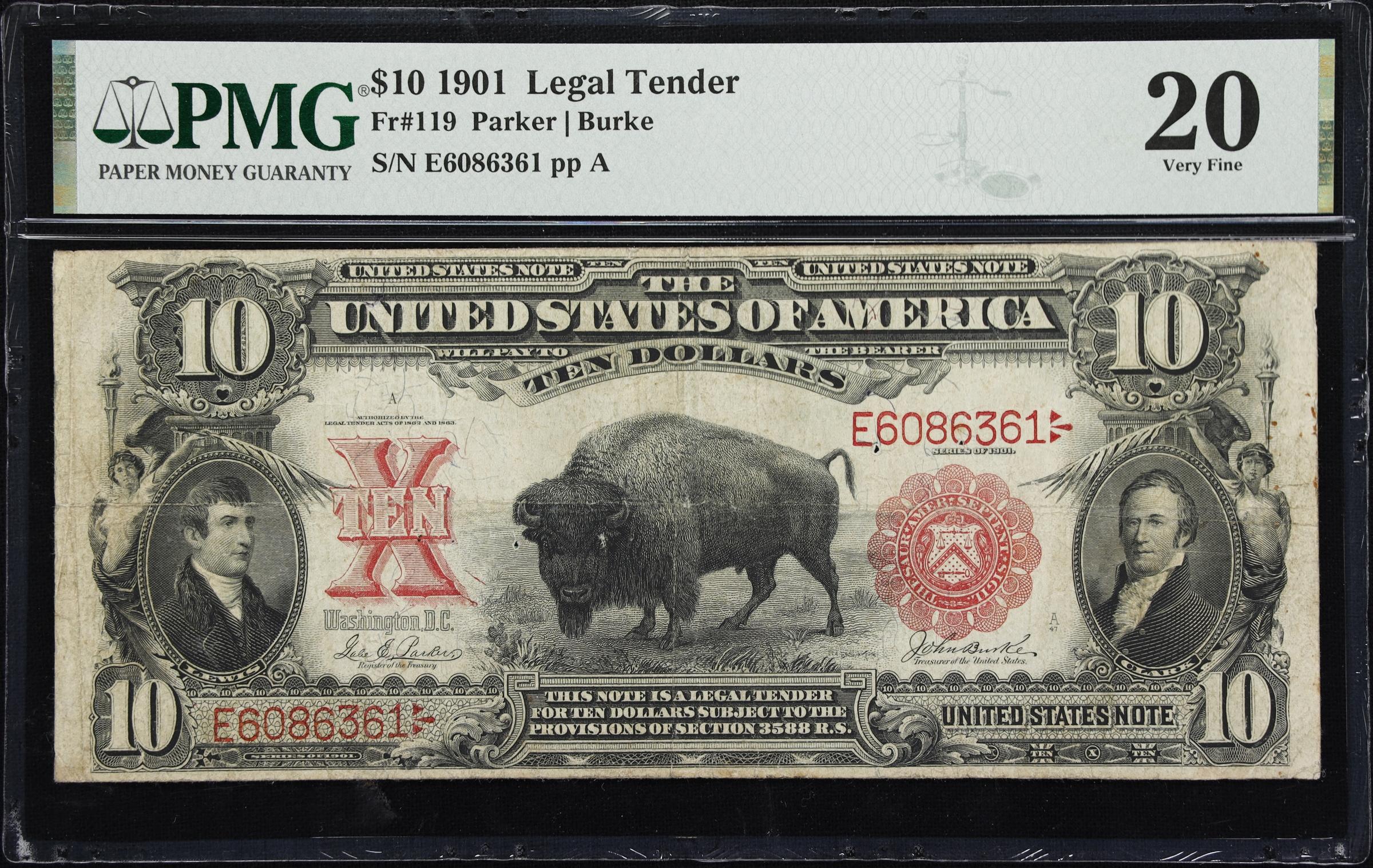 image for: Fr. 119. 1901 $10 Legal Tender Note. PMG Very Fine 20.