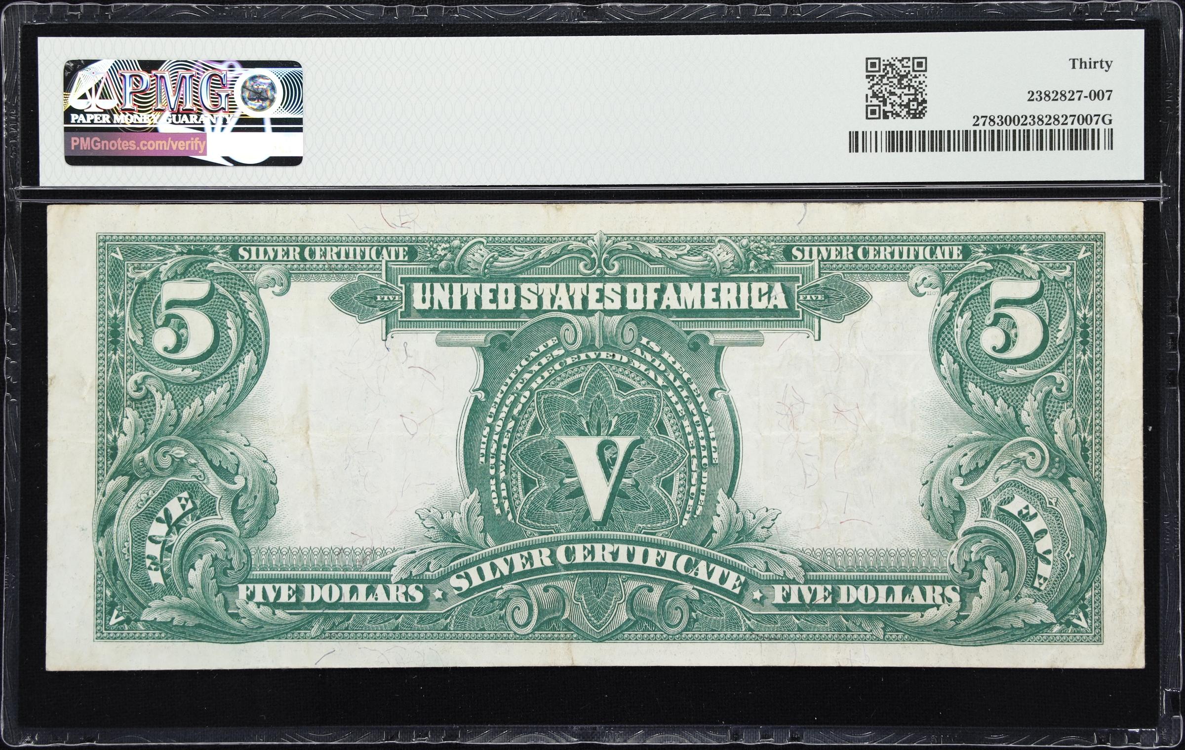 image for: Fr. 278. 1899 $5 Silver Certificate. PMG Very Fine 30.