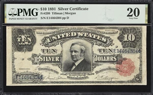 image for: Fr. 299. 1891 $10 Silver Certificate. PMG Very Fine 20.