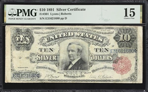 image for: Fr. 301. 1891 $10 Silver Certificate. PMG Choice Fine 15.