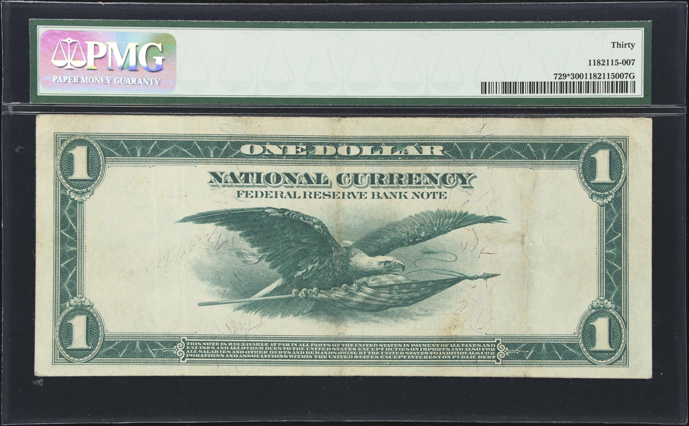 image for: Fr. 729*. 1918 $1 Federal Reserve Bank Star Note. Chicago. PMG Very Fine 30.