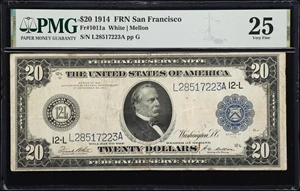 image for: Fr. 1011a. 1914 $20 Federal Reserve Note. San Francisco. PMG Very Fine 25.