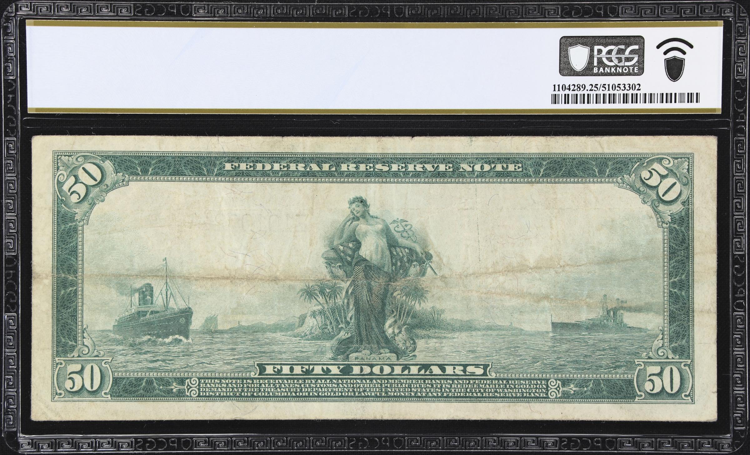 image for: Fr. 1042. 1914 $50 Federal Reserve Note. Richmond. PCGS Banknote Very Fine 25.