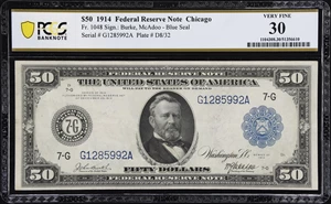 image for: Fr. 1048. 1914 $50 Federal Reserve Note. Chicago. PCGS Banknote Very Fine 30.