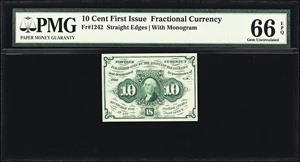 image for: Fr. 1242. 10 Cents. First Issue. PMG Gem Uncirculated 66 EPQ.