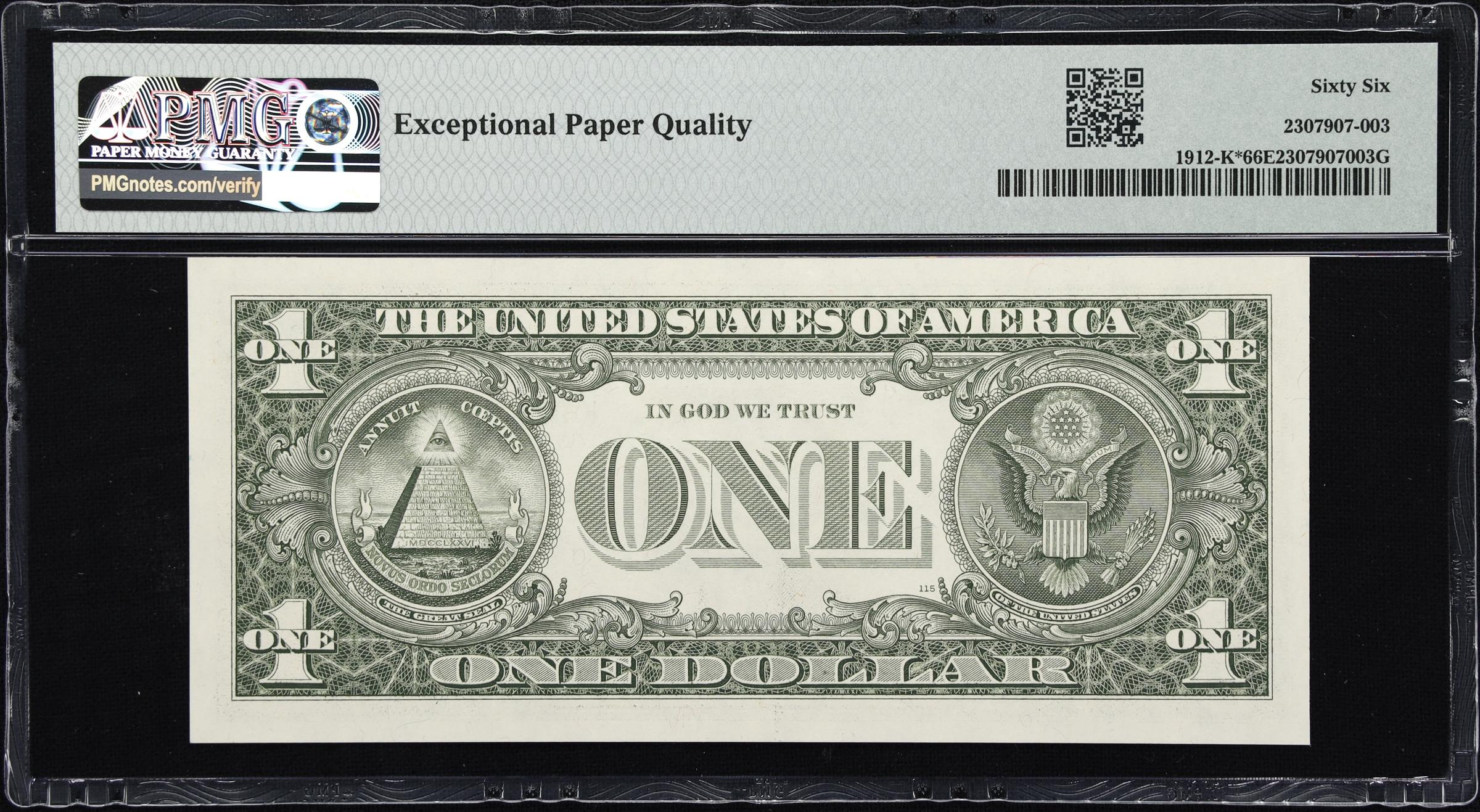 image for: Fr. 1912-K*. 1981A $1 Federal Reserve Star Note. Dallas. PMG Gem Uncirculated 66 EPQ.