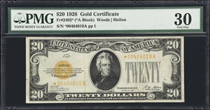 image for: Fr. 2402*. 1928 $20 Gold Certificate Star Note. PMG Very Fine 30.