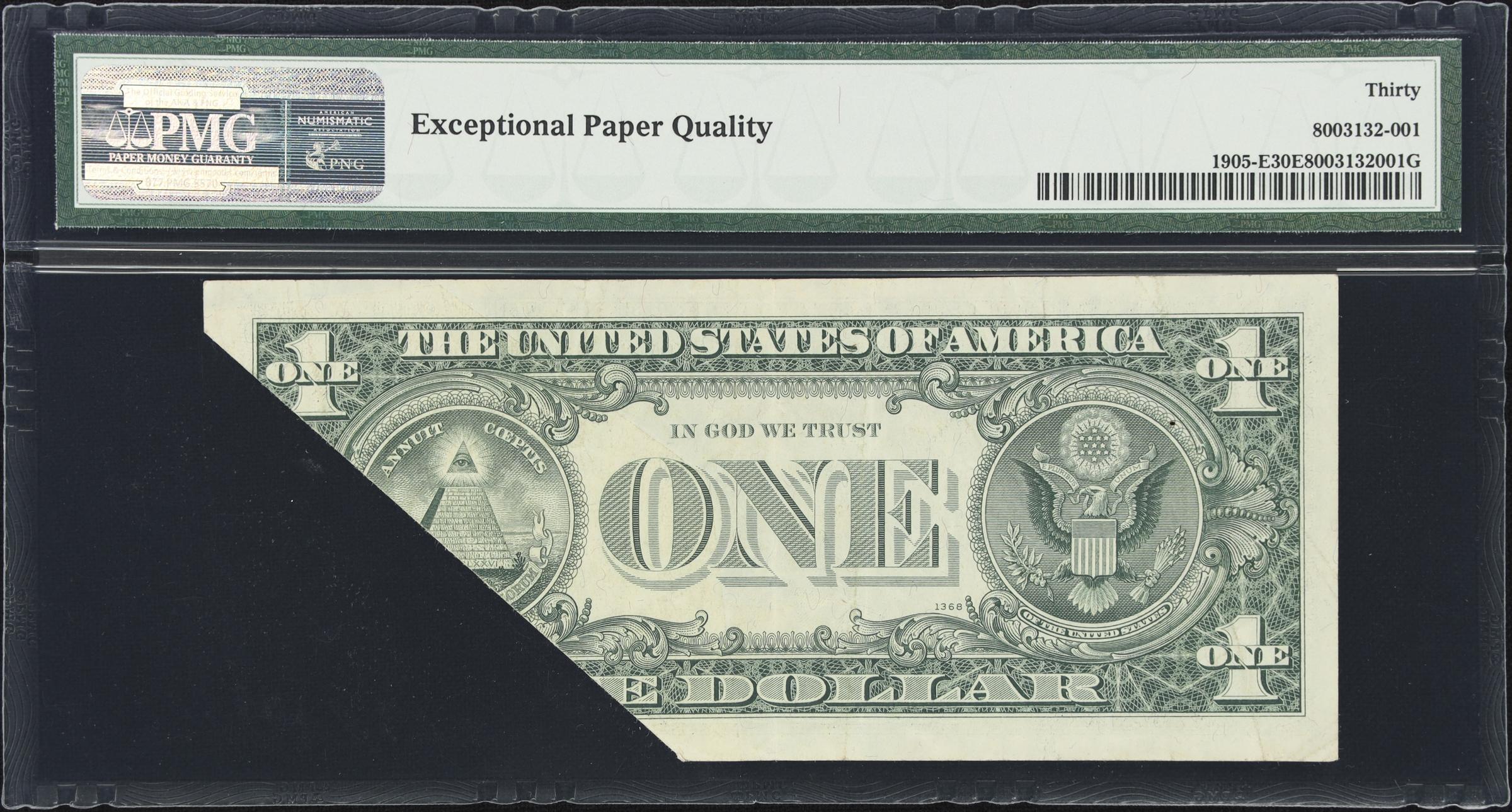 image for: Fr. 1905-E. 1969B $1 Federal Reserve Note. Richmond. PMG Very Fine 30 EPQ. Fold Over Error.