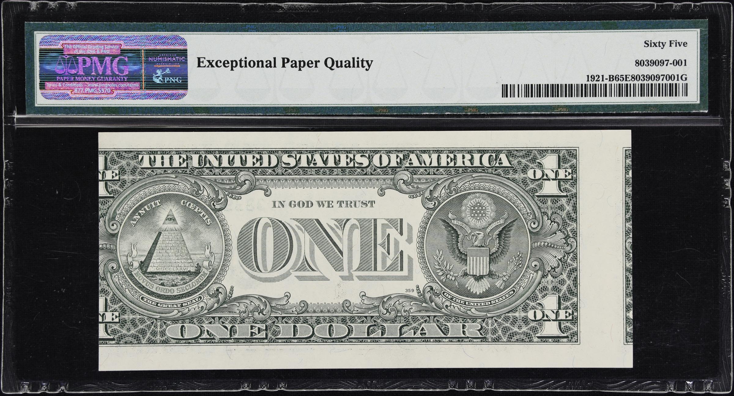 image for: Fr. 1921-B. 1995 $1 Federal Reserve Note. New York. PMG Gem Uncirculated 65 EPQ. Misalignment Error.