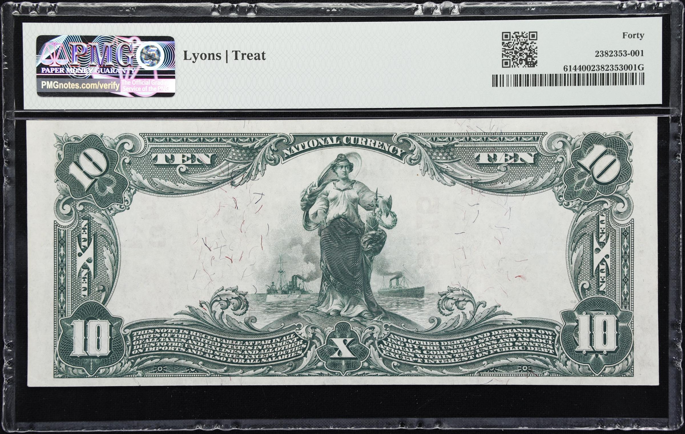 image for: New York, New York. 1902 Red Seal $10 Fr. 614. Seaboard NB. Charter #3415. PMG Extremely Fine 40.