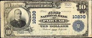 image for: Paducah, Texas. $10 1902 Plain Back. Fr. 620. First NB. Charter #10230. Fine.