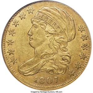 image for: 1807 $5 Bust Left, BD-8, R.2, AU58 NGC....