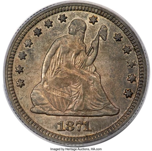 image for: 1871-CC 25C AU53 PCGS. Briggs 1-A, Flynn-RPD-001....