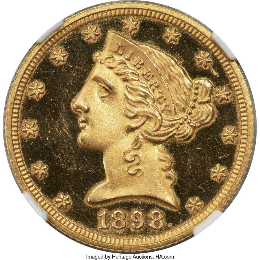 image for: 1898 $5 JD-1, R.5, PR64+ Ultra Cameo NGC. CAC....