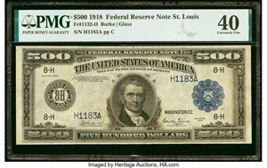 image for: Fr. 1132-H $500 1918 Federal Reserve Note PMG Extremely Fine 40....