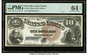 image for: Fr. 108 $10 1880 Legal Tender PMG Choice Uncirculated 64 EPQ....