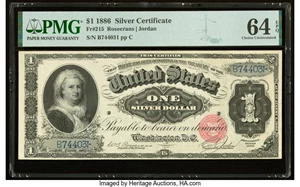 image for: Fr. 215 $1 1886 Silver Certificate PMG Choice Uncirculated 64 EPQ....