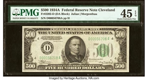 image for: Fr. 2202-D $500 1934A Federal Reserve Note. PMG Choice Extremely Fine 45 EPQ....