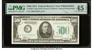 image for: Fr. 2201-C $500 1934 Federal Reserve Note. PMG Choice Extremely Fine 45 EPQ....