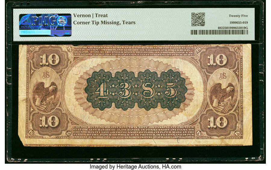 image for: Muskogee, OK - $10 1882 Brown Back Fr. 492 The First National Bank Ch. # (W)4385 PMG Very Fine 25....