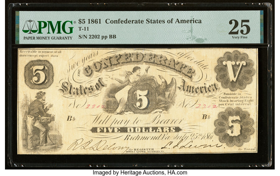 image for: T11 $5 1861 PF-4 Cr. 44 PMG Very Fine 25....