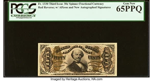 image for: Fr. 1330 Milton 3R50.18 50¢ Third Issue Spinner PCGS Gem New 65PPQ....
