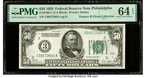 image for: Fr. 2100-C $50 1928 Federal Reserve Note. PMG Choice Uncirculated 64 EPQ....