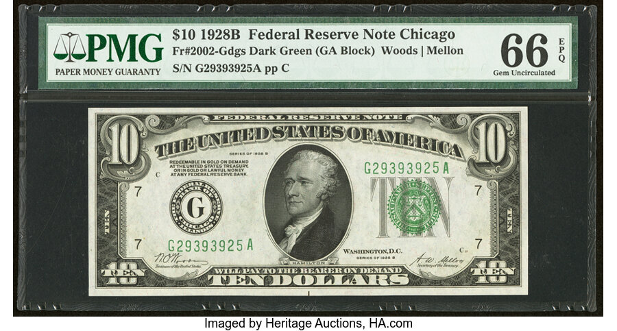 image for: Fr. 2002-G $10 1928B Federal Reserve Note. PMG Gem Uncirculated 66 EPQ....