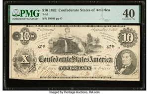 image for: T46 $10 1862 PF-1 Cr. 344 PMG Extremely Fine 40....