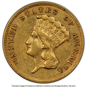 image for: 1867 $3 XF45 PCGS. PCGS Population: (7/96 and 0/1+). Mintage 2,650. ...