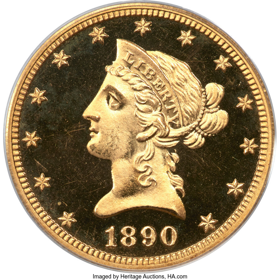 image for: 1890 $10 JD-1, Low R.6, PR65 Deep Cameo PCGS. CAC....