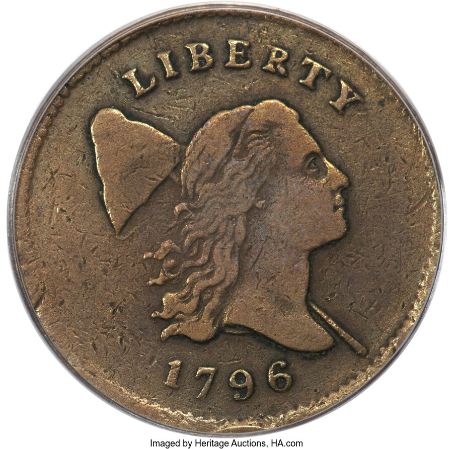 image for: 1796 1/2 C With Pole, C-2, B-2, High R.4, VF20 PCGS....