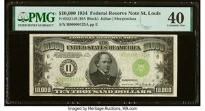 image for: Fr. 2231-H $10,000 1934 Federal Reserve Note. PMG Extremely Fine 40....